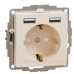 Розетка Schneider Electric Sedna Design & Elements з заземленням та 2 USB тип А бежева SDD112052