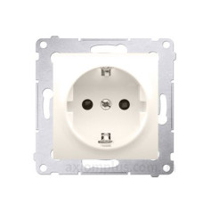 Одинарна електрична розетка Kontakt Simon Simon 54 Premium DGSZ1Z.01/41 із заземленням Schuko зі шторками (кремовий)