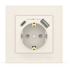 Розетка EL-BI VEGA біла 1-на з заземленням + 2USB (Type C+A) ( 510-010200-334 )