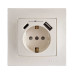 Розетка ZENA ELBI біла 1-на з заземленням + 2USB ( Type C+A ) без рамки ( 609-010200-334 )