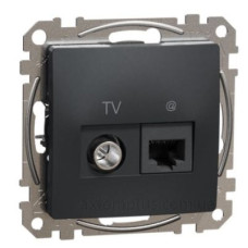 Кінцева TV-розетка Schneider Electric Sedna Design & Elements + RJ45 кат. 6 UTP чорна SDD114469T