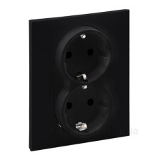 Розетка подвійна 2х2К+З 16А/250В зі шторками Legrand SUNO (чорний) 721426