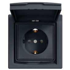 Розетка Schneider Electric Asfora EPH3100371 із заземленням та зі шторками (антрацит)