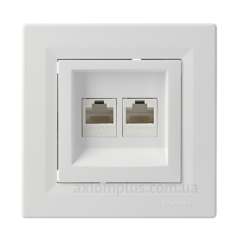Розетка комп'ютерна RJ45 кат.5е UTP подвійна біла Asfora, EPH4400121