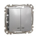 Двоклавішний вимикач Schneider Electric Sedna Design & Elements з підсвіткою алюміній SDD113105L